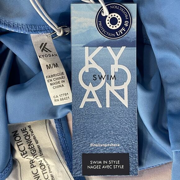 Kyodan Medium Swim Skort UPF 40 Watercolor Elastic Waist Stretch Blue Pink New - Picture 6 of 7